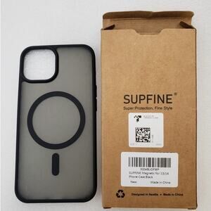 SUPFINE Translucent Matte Magnetic Case for Apple iPhone 13 / 14 (Black)